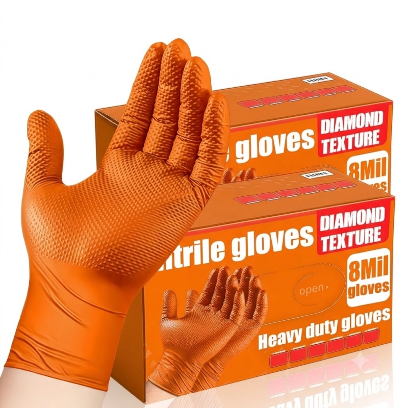 Disposable Gloves Nitrile - Gants en nitrile orange robustes 8