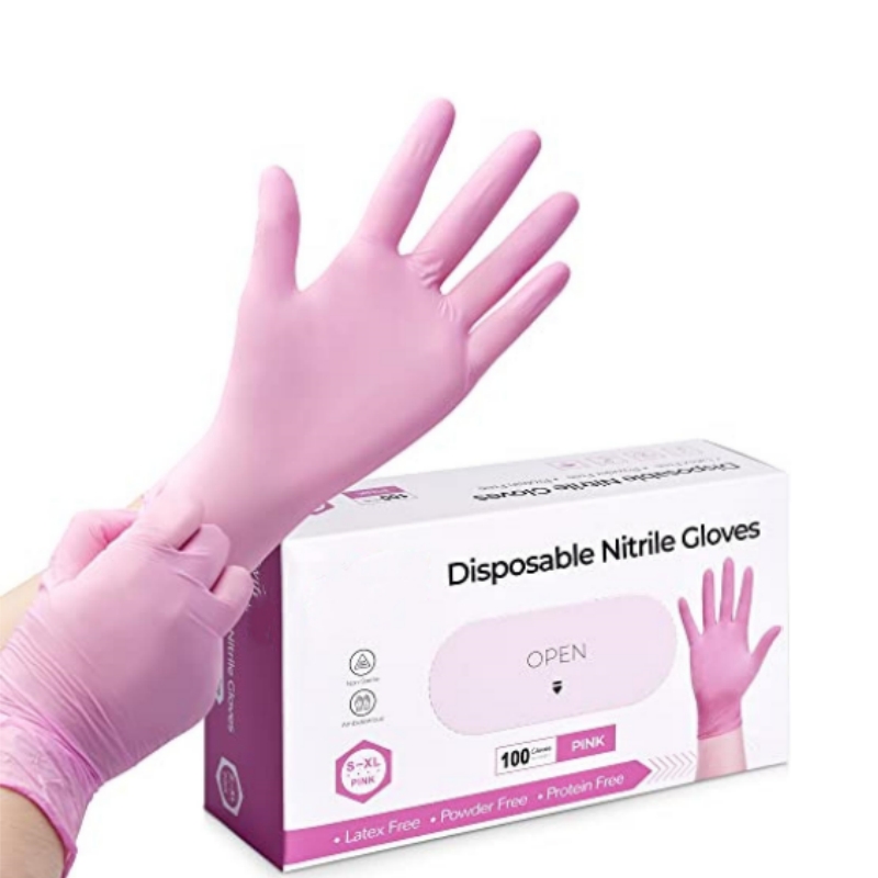 Gants jetables en nitrile rose - Disposable Gloves Nitrile avis et prix