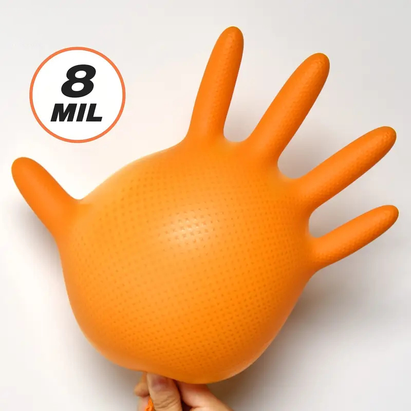 Gants en nitrile orange robust - Disposable Gloves Nitrile avis et prix