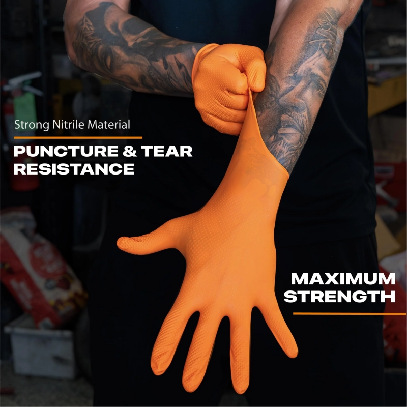 Gants en Nitrile Orange robust - Disposable Gloves Nitrile avis et prix